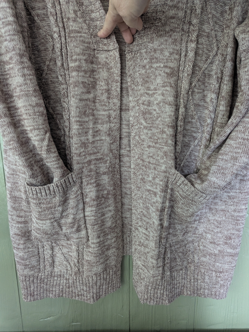 Cozy Open-Front Women's Cardigan Sweater in Heathered Taupe/Beige Marled